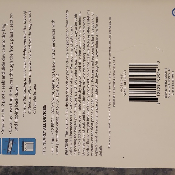 Kolorae Waterproof & Float Phone Dry Bag new white KOI-0771 - Picture 7 of 7